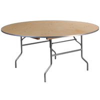 Flash Furniture 5.5-Foot Round HEAVY DUTY Birchwood Folding Banquet Table with METAL Edges-Ready To Use Banquet Table