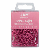JAM Paper Colored Standard 1" Paper Clips - Pink - 3 Packs of 100-Color: Pink
