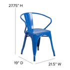 Flash Furniture Blue Metal Indoor-Outdoor Chair with Arms-Galvanized Steel Construction
