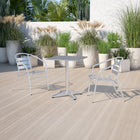 Flash Furniture 23.5" Square Aluminum Indoor-Outdoor Table with Base-Smooth Stainless Steel Table Top