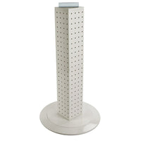 Azar Displays 24" x 4" x 4" 4-Sided Revolving Pegboard Counter Display, White Solid (700222-WHT)-Interlocking four-sided pegboard tower and 14-1/2" diameter revolving clear plastic base