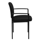Flash Furniture Fabric Stackable Steel Side Chair with Arms, Black-Black Fabric Upholstery