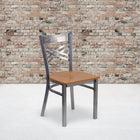 Flash Furniture HERCULES Series Clear Coated "X" Back Metal Restaurant Chair - Natural Wood Seat-.625'' Thick Plywood Seat