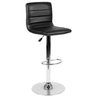 Flash Furniture Contemporary Black Vinyl Adjustable Height Barstool with Horizontal Stitch Back & Chrome Base-Mid-Back Design