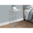 Monarch Specialties 3000 Accent Table - Chrome Metal With Frosted Tempered Glass-Can be used as an accent or snack table