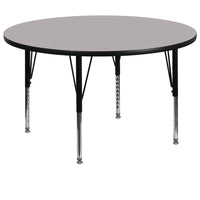 Flash Furniture 60'' Round Activity Table with Thermal Fused Laminate Top and Height Adjustable Pre-School Legs, Grey-Grey Laminate