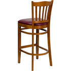 Flash Furniture HERCULES Series Vertical Slat Back Cherry Wood Restaurant Barstool - Burgundy Vinyl Seat-Burgundy Vinyl Upholstered Seat