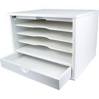 Victor Wood Desktop Organizer, Pure White (W4720)-Five compartment desk organizer