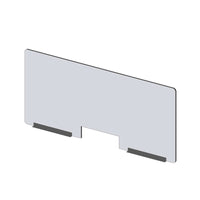 Mark Maker Modular Sneeze Guard Front - 47.5" W x 23.5" H panel 1/4" Clear Acrylic -2 12" aluminum bottom rails-with 4"x12" pass-Attach modular panel sides to extend the length of your divider using Plastic Living Hinges (Flex Hinges).