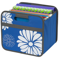 Merangue Collapsible File Storage Bin - Single Compartment - Blue Floral-Storage bin to store file folders, documents, and other essentials
