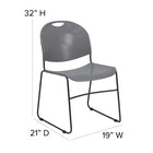 Flash Furniture HERCULES Series Grey Ultra-Compact Stack Chair with Black Frame-Textured Seat ensures safe seating