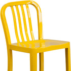 Flash Furniture 24" High Yellow Metal Indoor-Outdoor Counter Height Stool with Vertical Slat Back-Galvanized Steel Construction