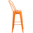 Flash Furniture 30" High Orange Metal Indoor-Outdoor Barstool with Back-Stacks up to 8 Chairs High