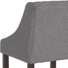 Flash Furniture Carmel Series 24" High Transitional Tufted Walnut Counter Height Stool with Accent Nail Trim - Dark Grey Fabric-Curved Nailhead Trimmed Arms