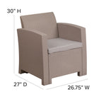 Flash Furniture Light Grey Faux Rattan Chair with All-Weather Light Grey Cushion-Durable Resin Frame Construction