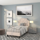 Flash Furniture Brighton Twin Size Tufted Upholstered Platform Bed - Beige Fabric-Gold Nailhead Trim