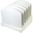 Victor Wood Incline File Desk Organizer, Pure White (W8601)-Five full sized, solid wood file slots