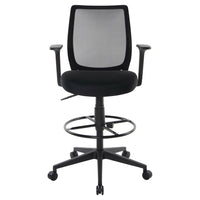 Staples Essentials Mesh Back Fabric Drafting - Black-Embrace office simplicity and comfort with this Essentials black mesh and fabric stool
