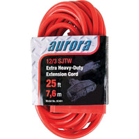 Aurora Tools Outdoor Vinyl Extension Cords, 12/3 Awg, 15 A, 3 Outlet(S), 25'-Amps 15 A