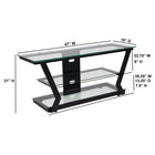 Flash Furniture Harbor Hills Glass TV Stand with Black Metal Frame (NAN-JH-1760-GG)-Wire Management Panel