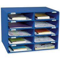 Pacon Classroom Keepers Blue Mailbox, 10 Slots-Overall Dimensions: 16-5/8"H x 21"W x 12-7/8"D