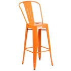 24'' Round Orange Metal Indoor-Outdoor Bar Table Set with 2 Cafe Barstools [CH-51080BH-2-30CAFE-OR-GG]-4