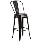 30'' Round Black-Antique Gold Metal Indoor-Outdoor Bar Table Set with 2 Cafe Barstools [CH-51090BH-2-30CAFE-BQ-GG]-4