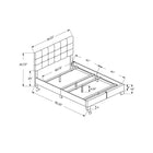 Monarch Specialties 5922Q Queen Size Bed - Dark Brown Leather-Look-Brown/ MDF, Rubber wood, Polyurethane, Foam