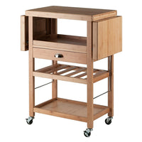 Winsome Barton Kitchen Cart with Built-In Wine Rack, Bamboo (80434)-Kitchen cart with wine rack
