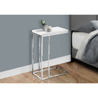 Monarch Specialties 3008 Accent Table - Glossy White With Chrome Metal-Chromed metal base