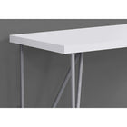 Monarch Specialties 7376 48" Computer Desk - White/Silver Metal-Sturdy silver metal legs with triangular support bars