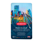 Derwent Metal Tin Procolour Pencils - 12 Pack-Pencils are set in a convenient metal tin