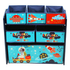 Danawares Outer Space Wooden Storage Bins - Blue-Storage unit with 6 bins for organizing