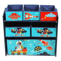 Danawares Outer Space Wooden Storage Bins - Blue-Storage unit with 6 bins for organizing