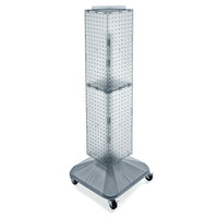 Azar Displays 40" x 8" x 8" 4-Sided Interlocking Pegboard Display Tower with Square Base, Clear (703388-CLR)-Revolves on a square wheeled base