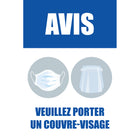 Sterling Re-Stick Cling Vinyl Adhesive Back Face - Avis Veuillez Porter Un Couvre-Visage - French Sign (CD1218B-3218F)-Re-Stick Cling Vinyl