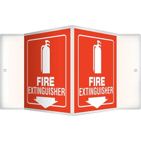 Accuform Signs Fire Extinguisher Projection Sign, 6" x 5", Plastic, English With Pictogram-Display Type Bolt-On