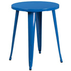 24'' Round Blue Metal Indoor-Outdoor Table Set with 2 Cafe Chairs [CH-51080TH-2-18CAFE-BL-GG]-Blue Powder Coat Finish