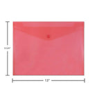 JAM Paper Plastic Envelopes with Snap Closure, Letter Booklet, 9.75 x 13, Red Poly, 12 Pack (218S0RE)-Opening: Booklet