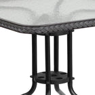 Flash Furniture 28" Square Glass Metal Table with Grey Rattan Edging & 4 Grey Rattan Stack Chairs-Set Includes Table and 4 Chairs