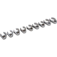 Gray Tools 9 Piece 1/2" Drive Metric, Mirror Chrome Flare Nut, Crow foot Wrench Set, 20mm-32mm-Contains Sizes: 20, 21, 22, 23, 24, 25, 27, 30, 32mm.