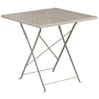 28'' Square Light Grey Indoor-Outdoor Steel Folding Patio Table Set with 2 Square Back Chairs [CO-28SQF-02CHR2-SIL-GG]-Designed for Indoor and Outdoor Use