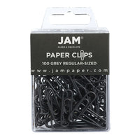 JAM Paper Coloured Standard Paper Clips, Small, Grey, 100 Pack (21830626)-Size: 1 Inch (Standard/Regular)