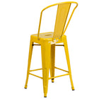 Flash Furniture Commercial Grade 24" High Metal Indoor-Outdoor Counter Height Stool with Back - Yellow-Yellow Powder Coated Frame Finish