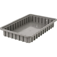 Lewis Bins+ Stack-N-Nest Plexton Containers, 16.5" x 10.9" x 2.5", Grey, 6 Pack-Large, flat areas on all four sides for content identification