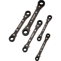 Dynamic Tools 5 Piece Metric Double Box End, Reversible Ratcheting Wrench Set, Straight-Contains: 7mm X 8mm, 9mm X 10mm, 11mm X 12mm, 13mm X 14mm, 15mm X 17mm