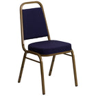 Flash Furniture HERCULES Series Trapezoidal Back Stacking Banquet Chair in Navy Patterned Fabric - Gold Frame-500 lb. Weight Capacity