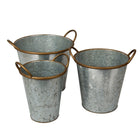 Truu Design Farmhouse Modern Collection, Buckets, Set of 3, 10 x 9.5 inches, Industrial Silver-L: 9.5”H x 10”D / M: 8”D x 9”H / S: 6.5”D x 8.5”H in dimensions