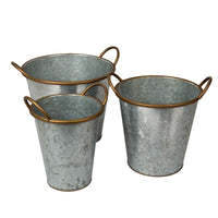 Truu Design Farmhouse Modern Collection, Buckets, Set of 3, 10 x 9.5 inches, Industrial Silver-L: 9.5”H x 10”D / M: 8”D x 9”H / S: 6.5”D x 8.5”H in dimensions