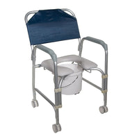 Drive Medical Lightweight Portable Shower Chair Commode with Casters (11114KD-1)-Grey, Aluminum